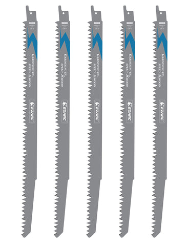 EZARC wood pruning blade close-up showing durability and fast cutting.