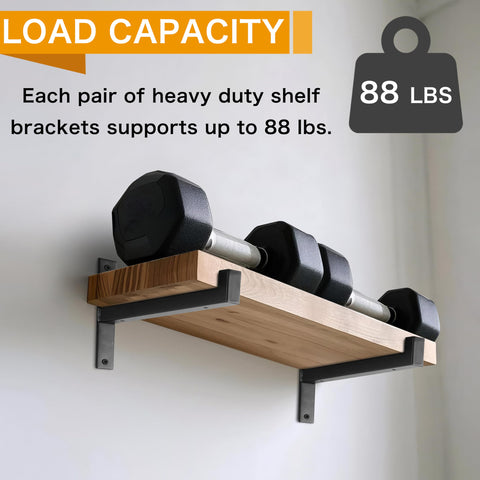 Supports up to 88 lb per pair on concrete walls.