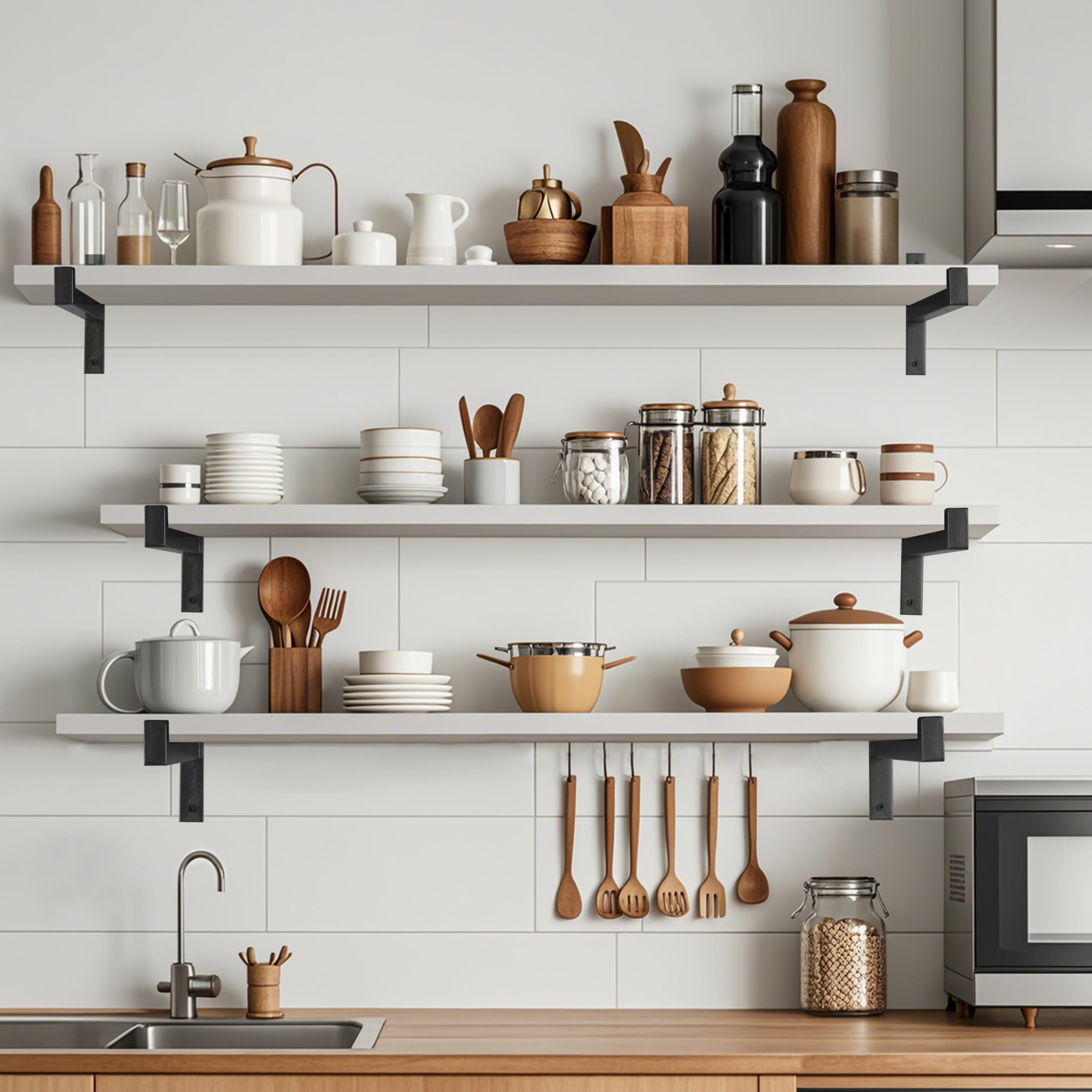 Six-piece EZYDECOR bracket set with hardware for quick mounting.