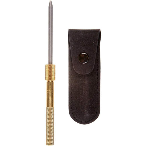 EZE-LAP diamond round sharpener with brass handle for precise edge maintenance.