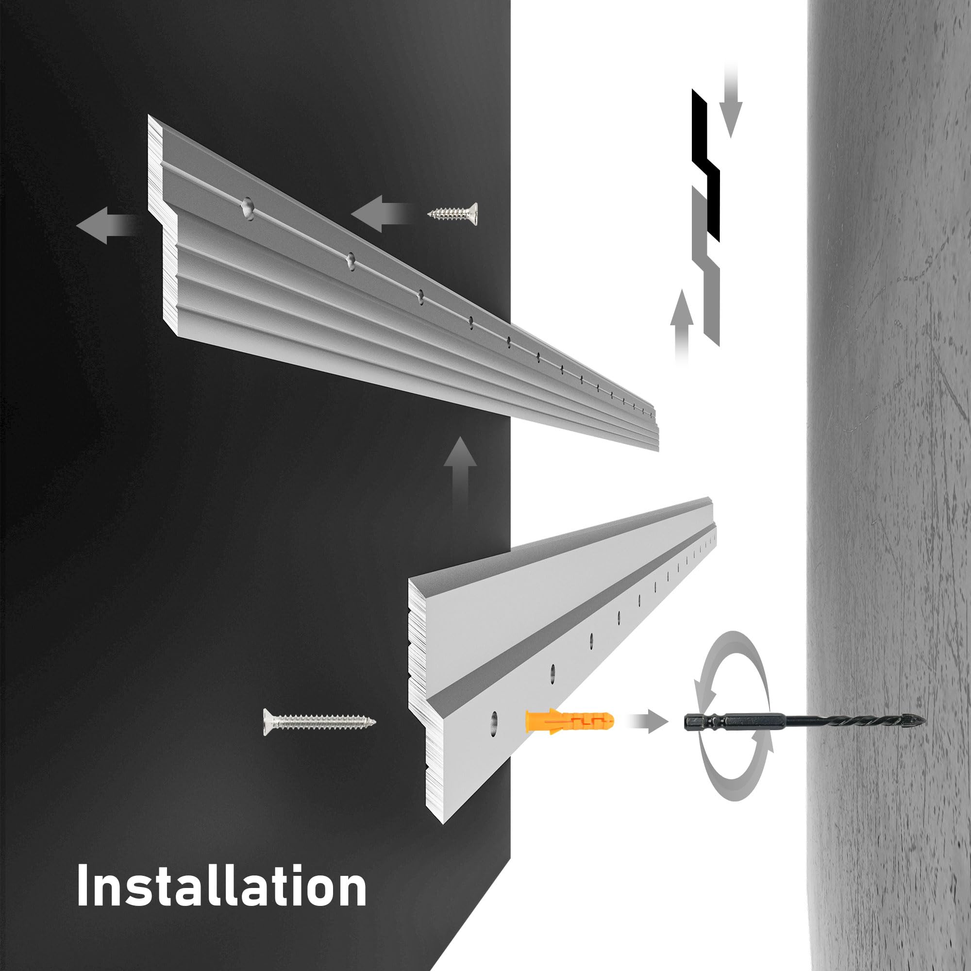 Ezeefonk aluminum wall bracket supports up to 200 lbs for cabinets.
