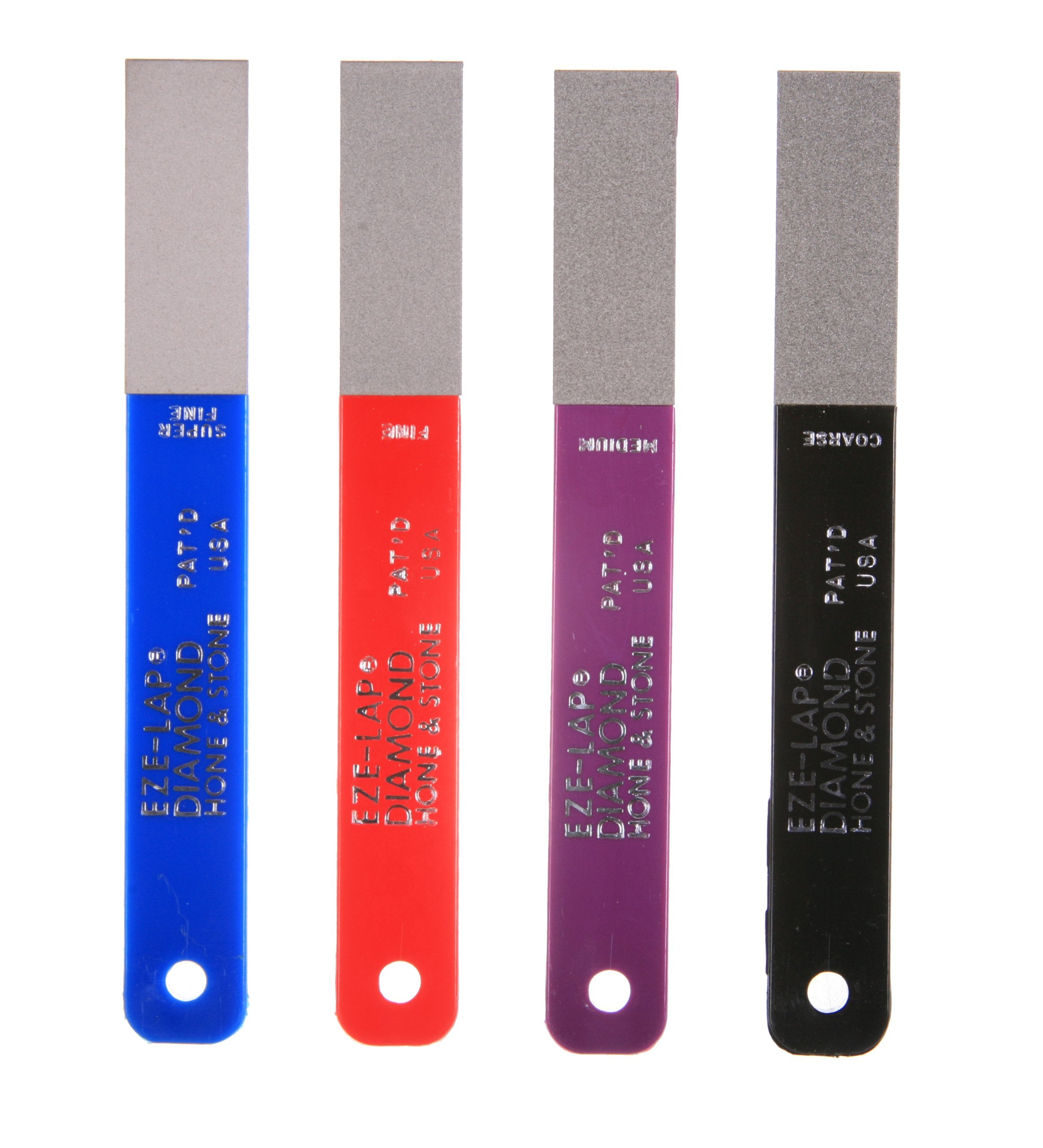 EZE-LAP L-PAK4 blue diamond hones set for fast, precise sharpening of knives and tools.