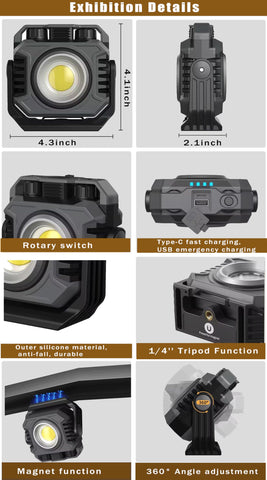 EzoLife COB work light portable design for easy transport.