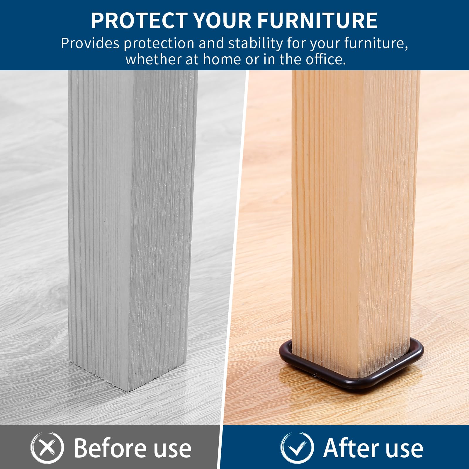 Ezprotekt aluminum base caster cup protects flooring.