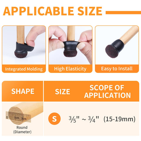 Ezprotekt chair leg cups wrap securely around legs for a snug fit and no slippage