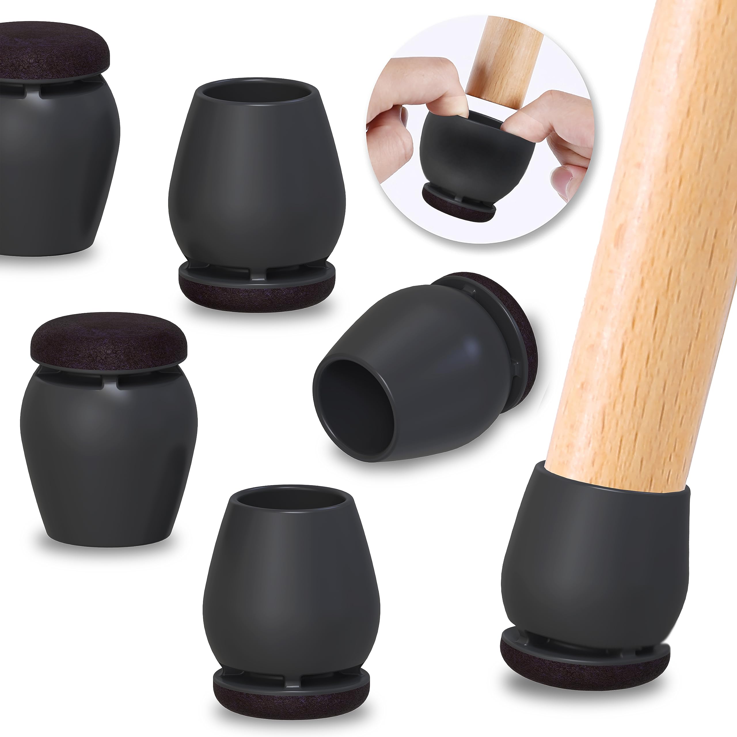 Ezprotekt chair leg protectors set with felt pads for dining chairs to prevent scratches