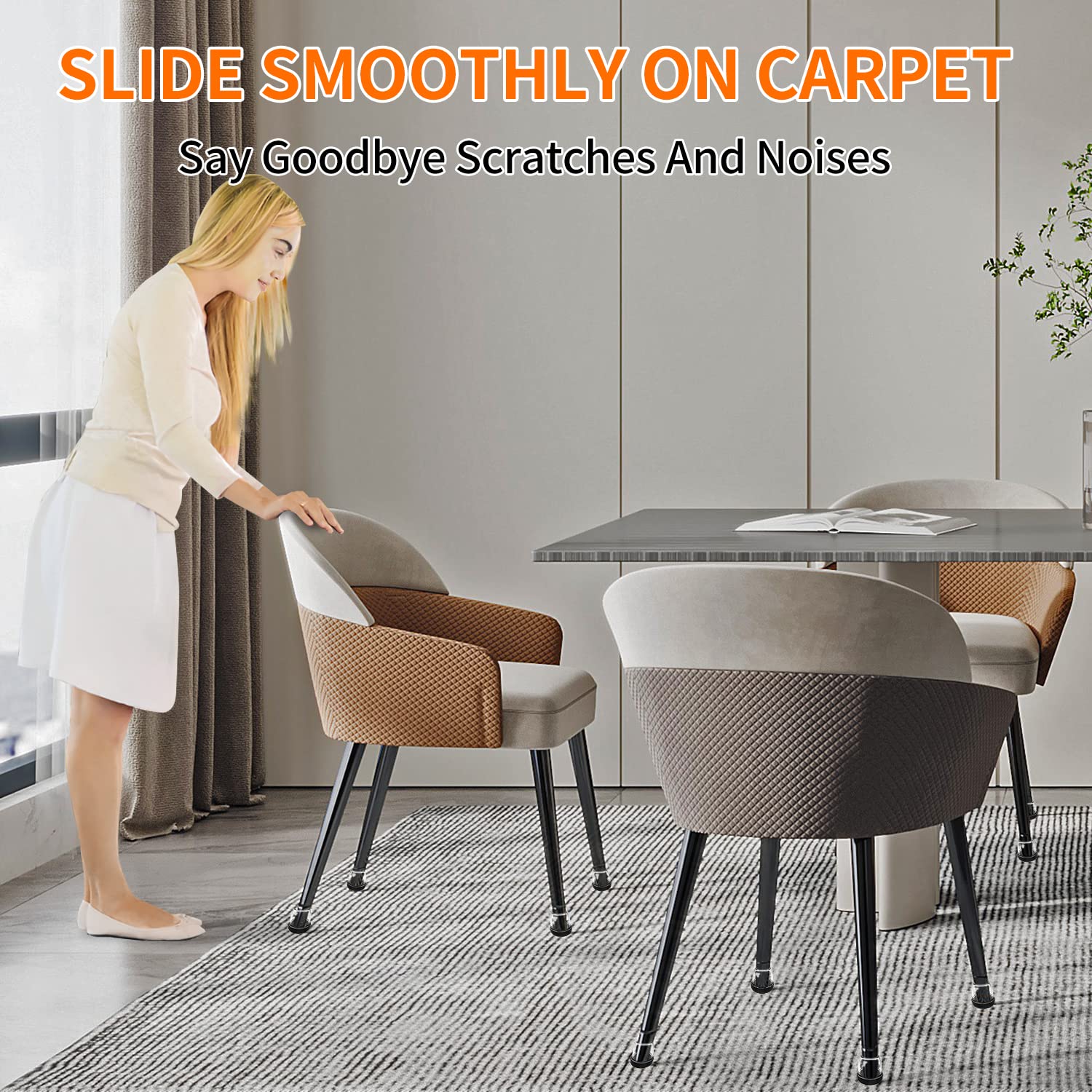 Ezprotekt chair sliders fit most legs, including round and square shapes.