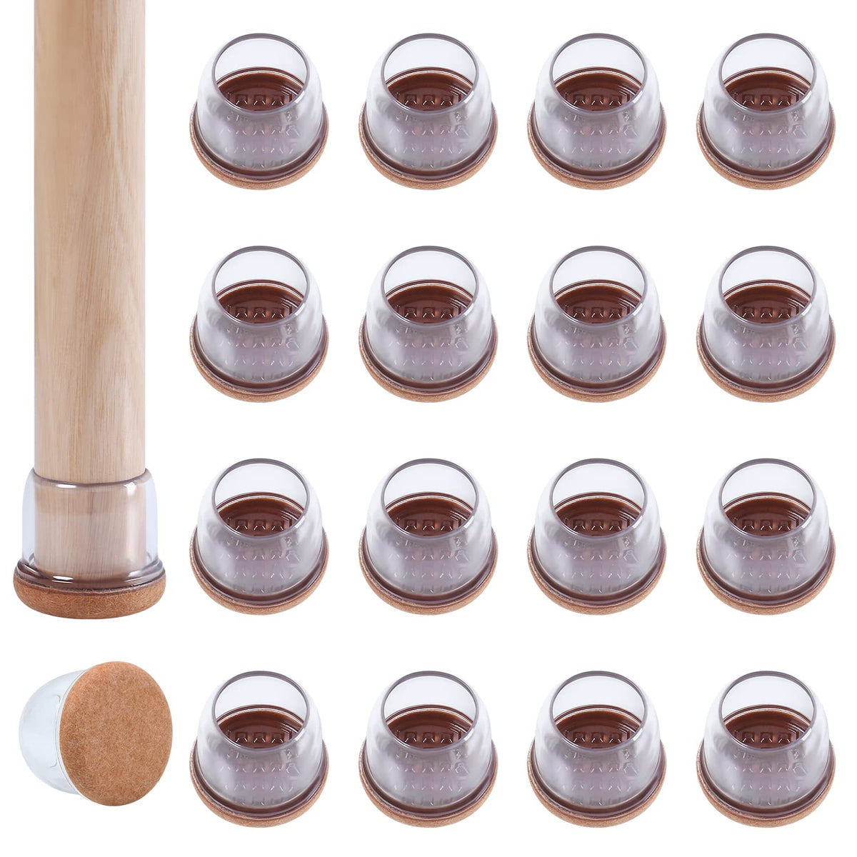 Ezprotekt clear silicone chair leg protectors for round legs prevent scratches and reduce noise
