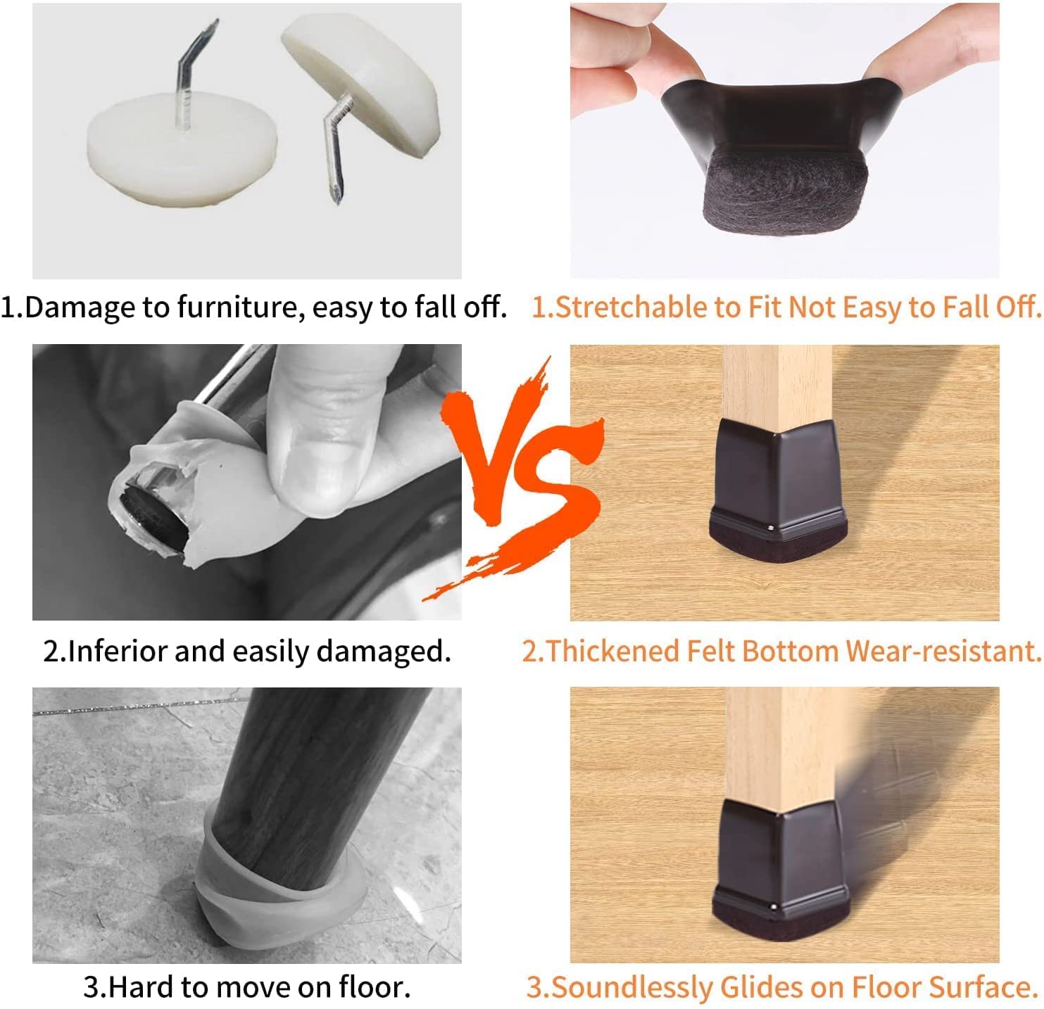 Ezprotekt dark brown leg caps blend with furniture interiors