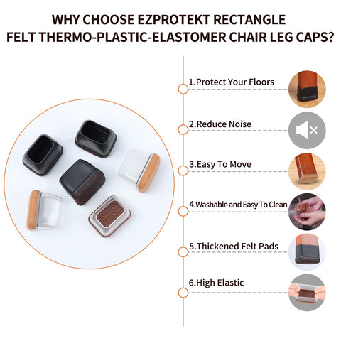 Ezprotekt dining chair leg protectors fit snugly to prevent damage.