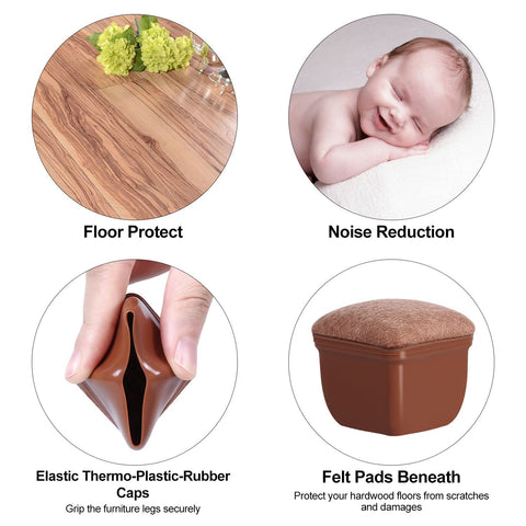 Ezprotekt chair leg cap easily slips on, quick protection without adhesives.