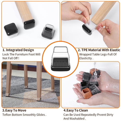 Ezprotekt compatible with dining chairs, tables, stools on carpet.