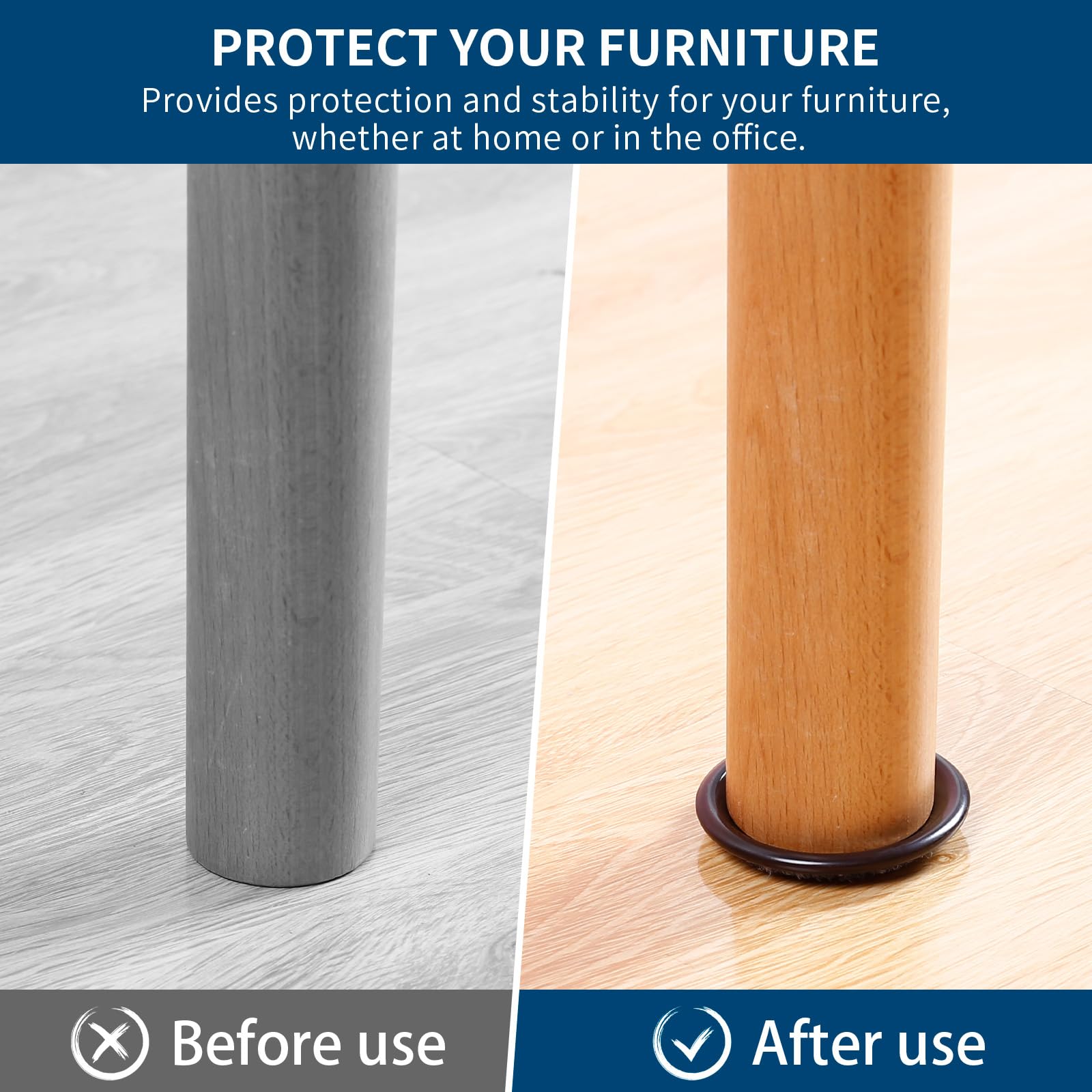Ezprotekt brown-gray finish matches most furniture while shielding hardwood and tile floors.