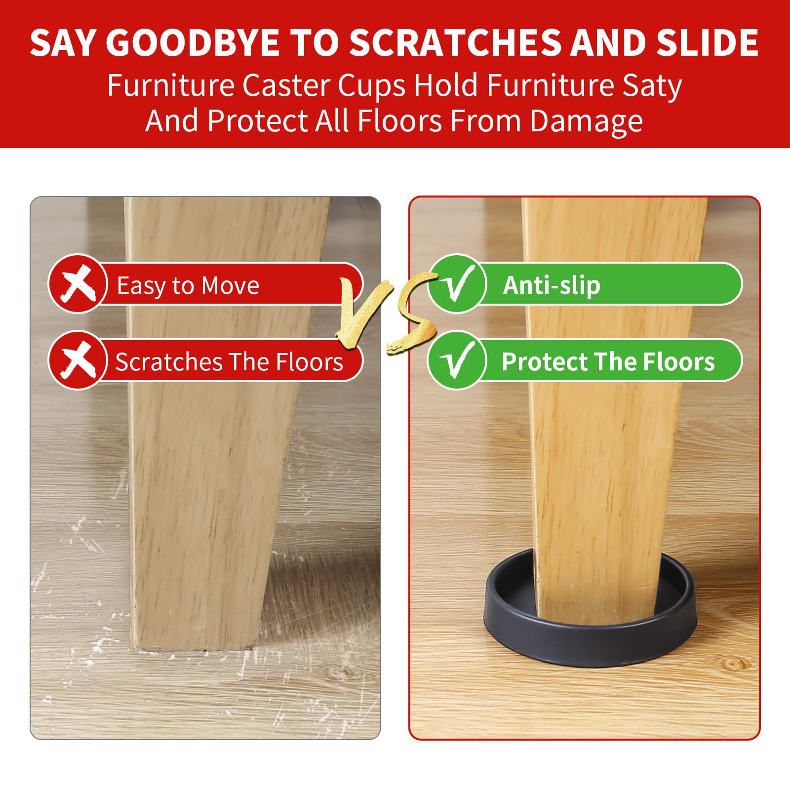 Ezprotekt furniture legs resting on pads in living room stay in place.