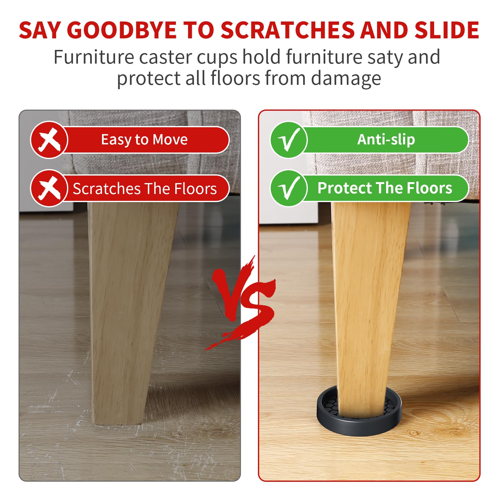 Ezprotekt furniture stoppers keep beds and couches stable on slick floors.