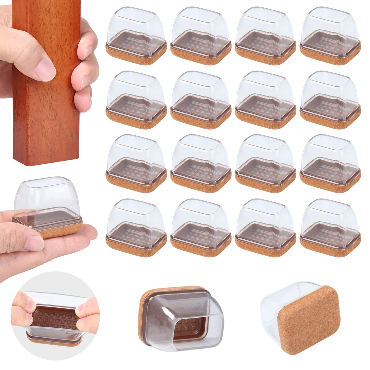 Ezprotekt rectangle chair leg pads snap on for quick setup and protection.