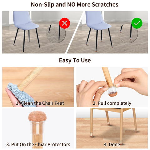 Ezprotekt slip-on chair leg covers for quick protection on busy days