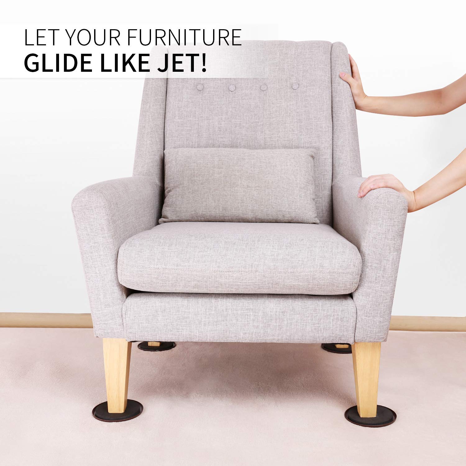 Sofa bed Ezprotekt sliders enabling quiet, secure moves of couches