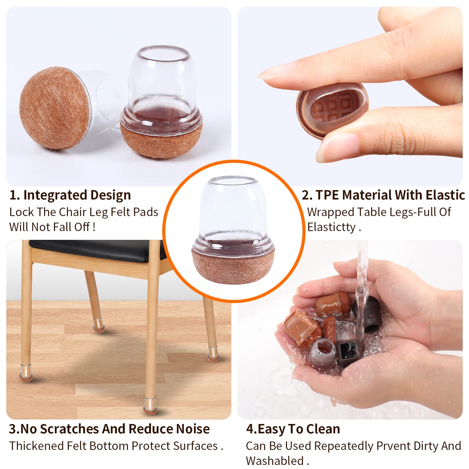 Ezprotekt wood floor protectors for chairs on various furniture types