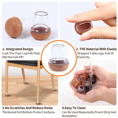 Ezprotekt wood floor protectors for chairs on various furniture types