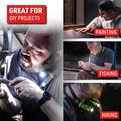 EZRED Anywear neck light worn around the neck for unobtrusive lighting during tasks