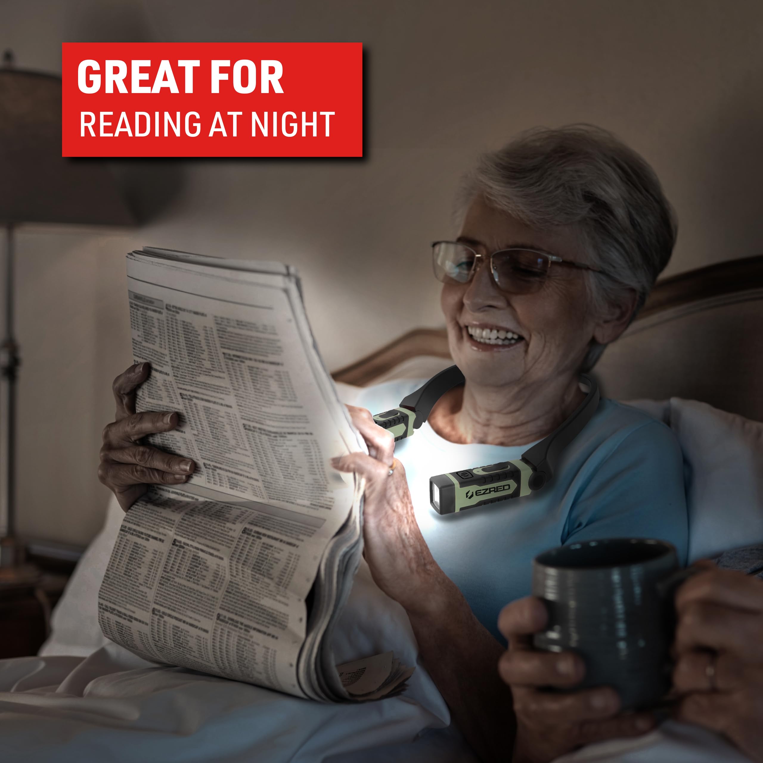 EZRED ANYWEAR neck light IPX4-rated all-weather performance.