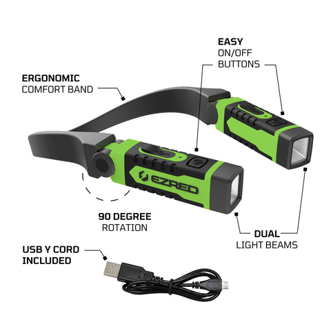 EZRED Anywear neck light used in a mechanic workshop to illuminate workspace