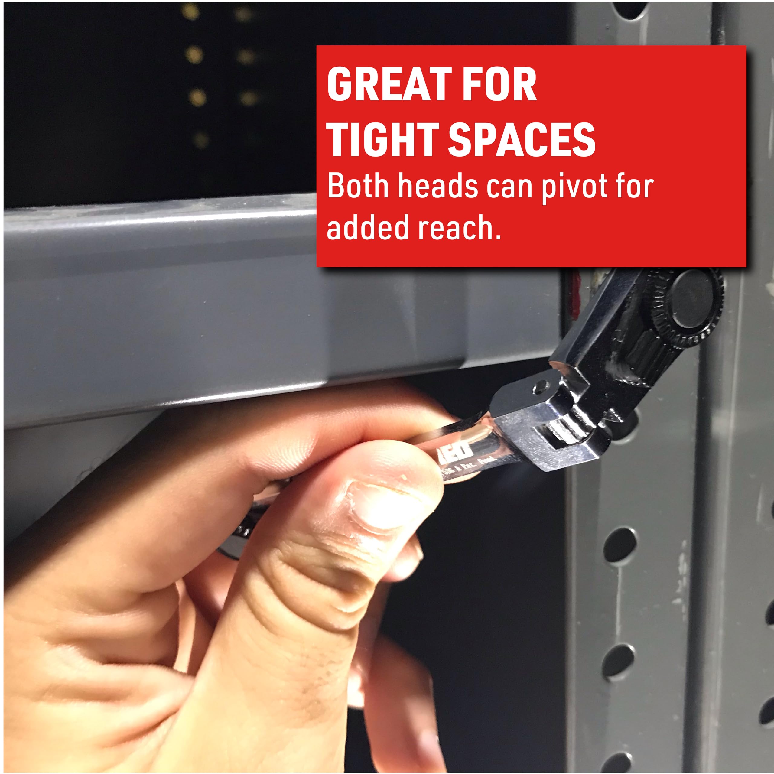 EZRED Micro Combo Ratchet push button quick release speeds tool changes.