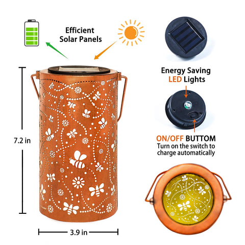 EZTZEN Bee Solar Lanterns solar panel energy-efficient charging in daylight.