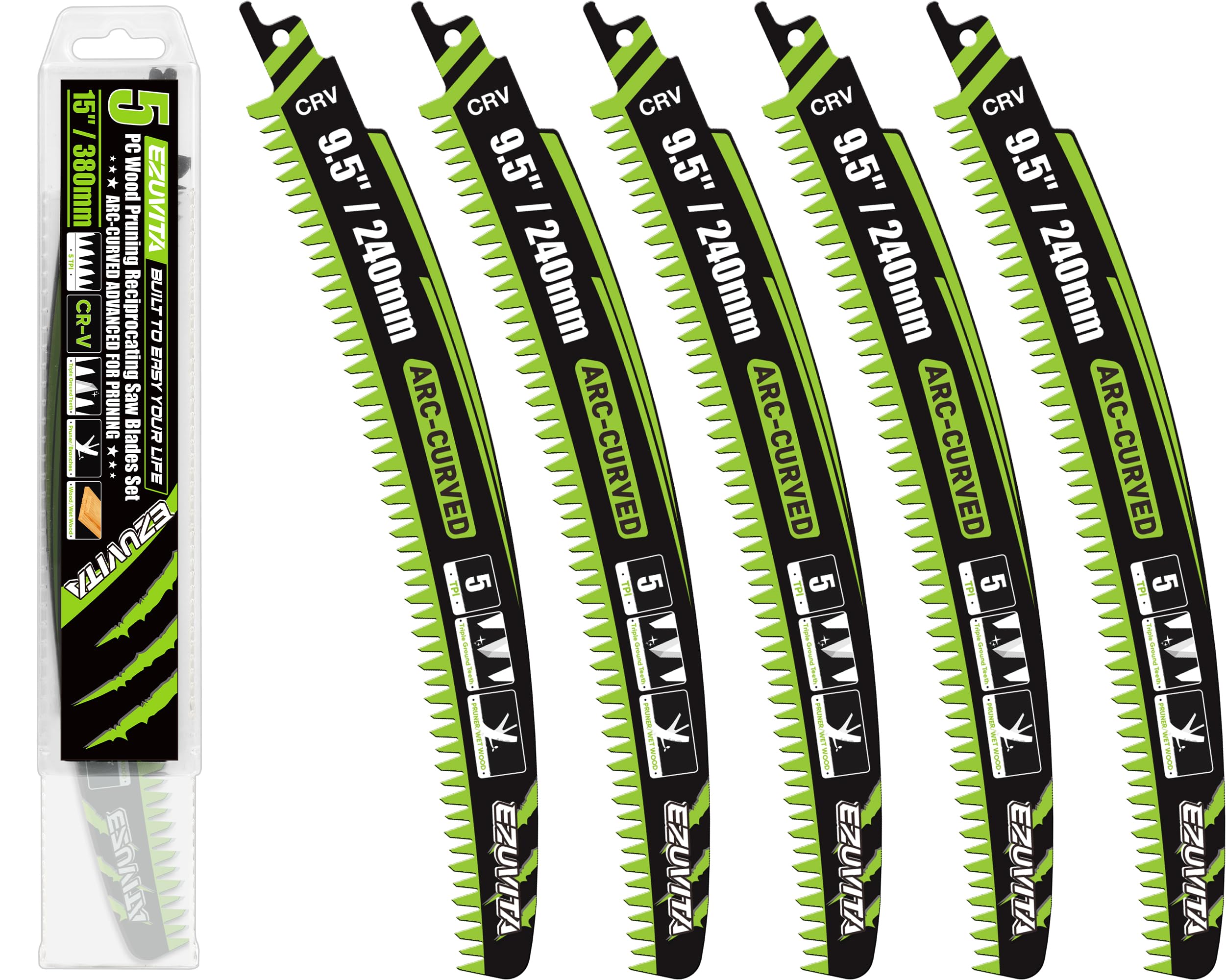 EZUVITA 9.5-inch arc curved blade cutting branches for efficient pruning