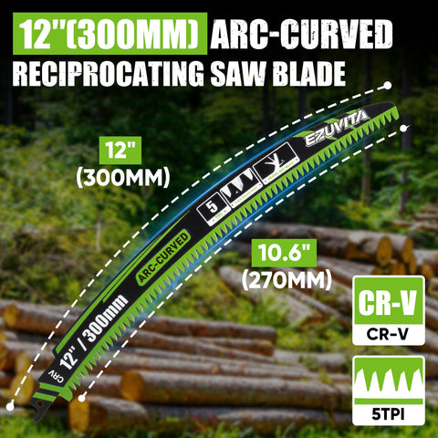 EZUVITA arc curve blade teeth geometry enabling faster pruning cuts.