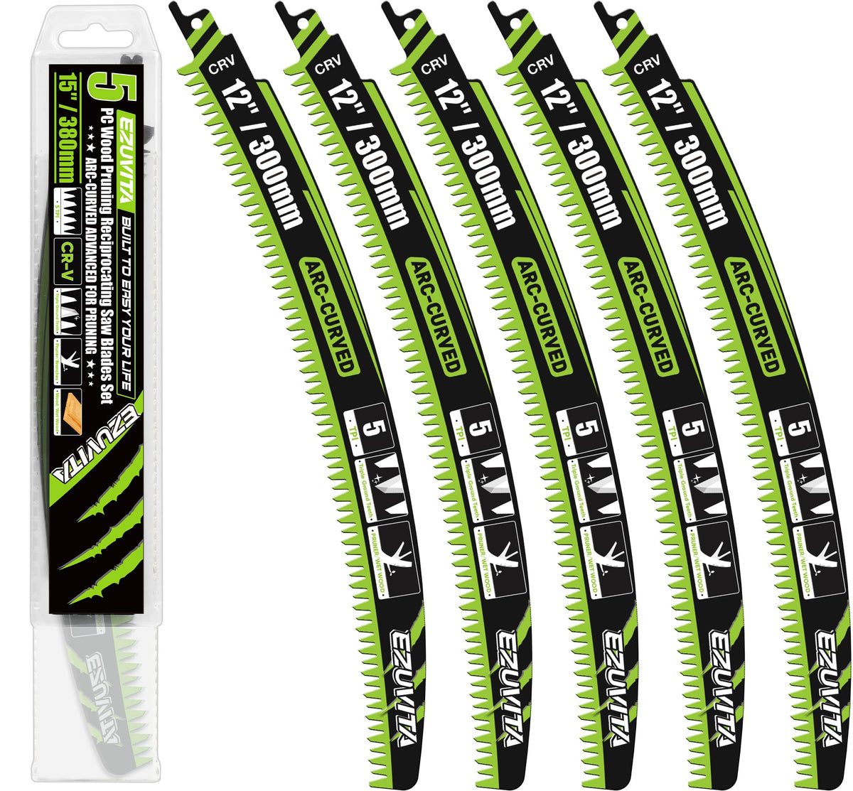 EZUVITA arc curve saw blades pack for smooth wood cutting and reduced binding.