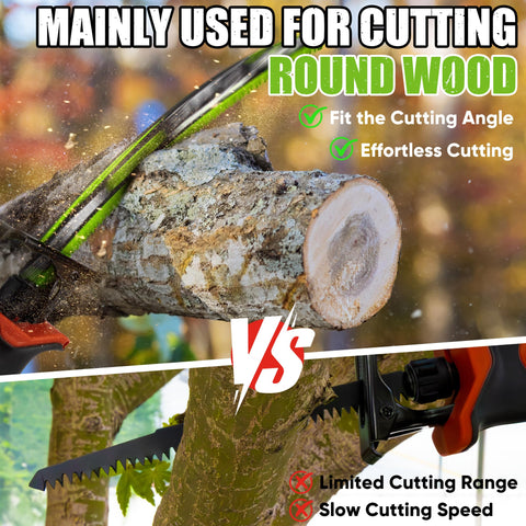 EZUVITA pruning blade cutting through a branch with arc curve efficiency.