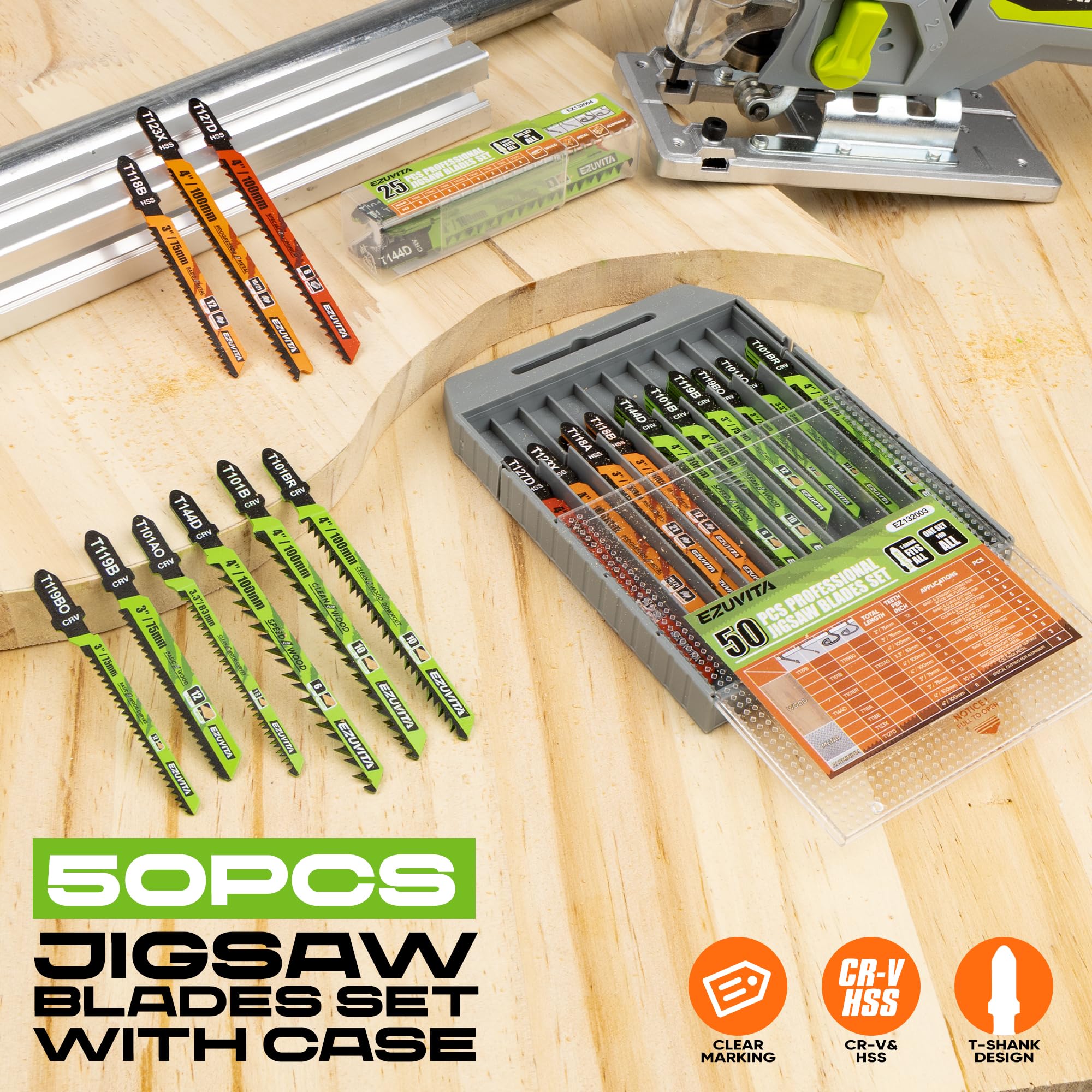 EZUVITA universal-fit blades work with BOSCH and DEWALT jigsaws