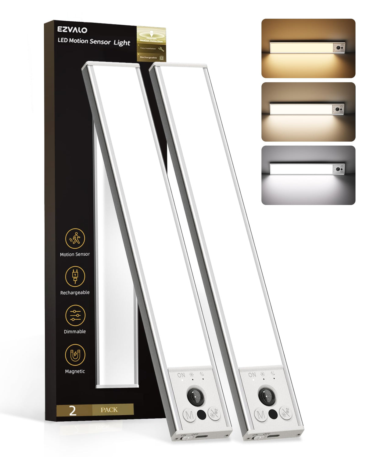 EZVALO 10inch under cabinet light with magnetic back for easy kitchen installation.