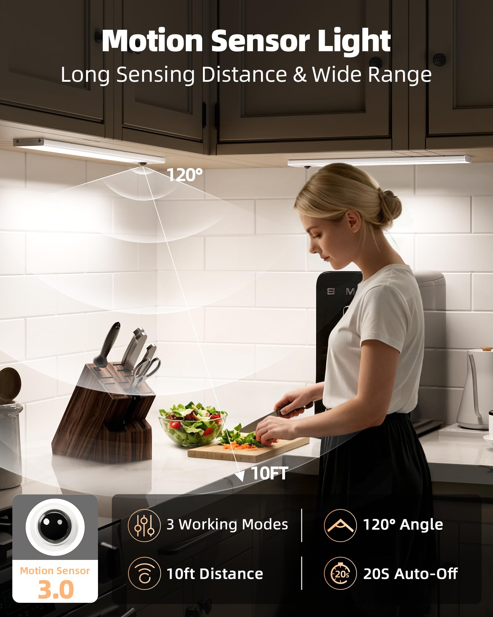 EZVALO 12-inch LED under-cabinet light offering a slim, modern look