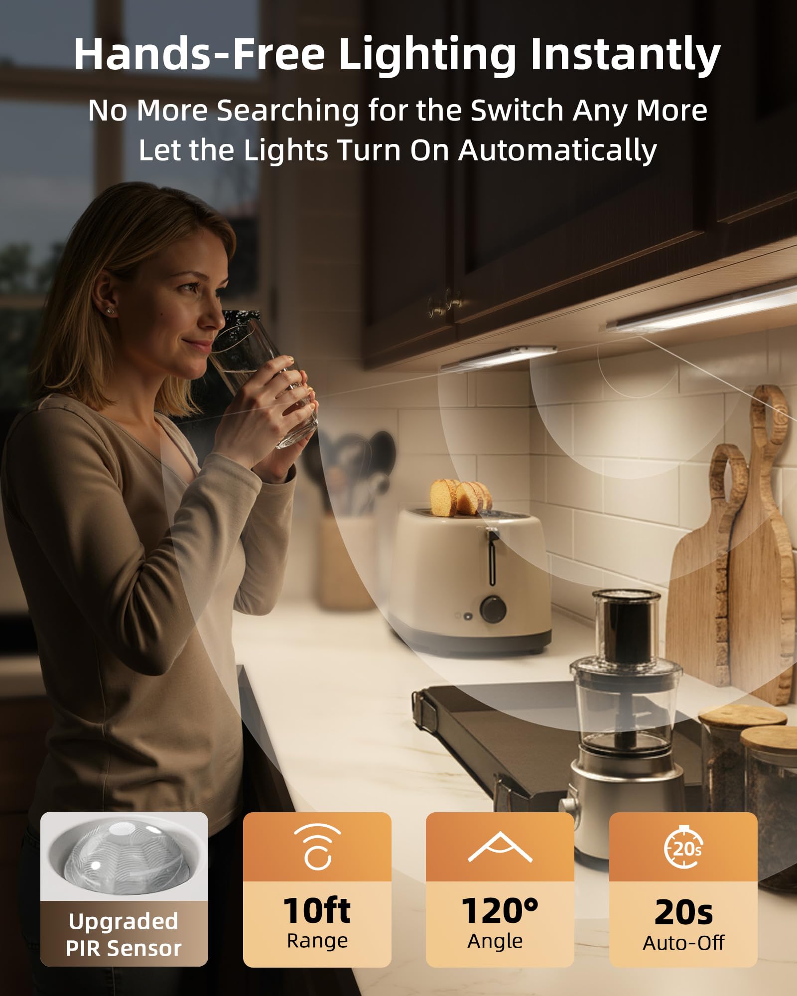 EZVALO 3-color temperature range for warm, natural, and cool cabinetry lighting.