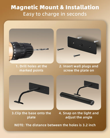 EZVALO easy installation with magnetic bracket and screws
