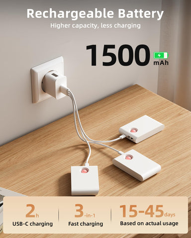 EZVALO 1500mAh rechargeable battery with USB C for cordless operation.