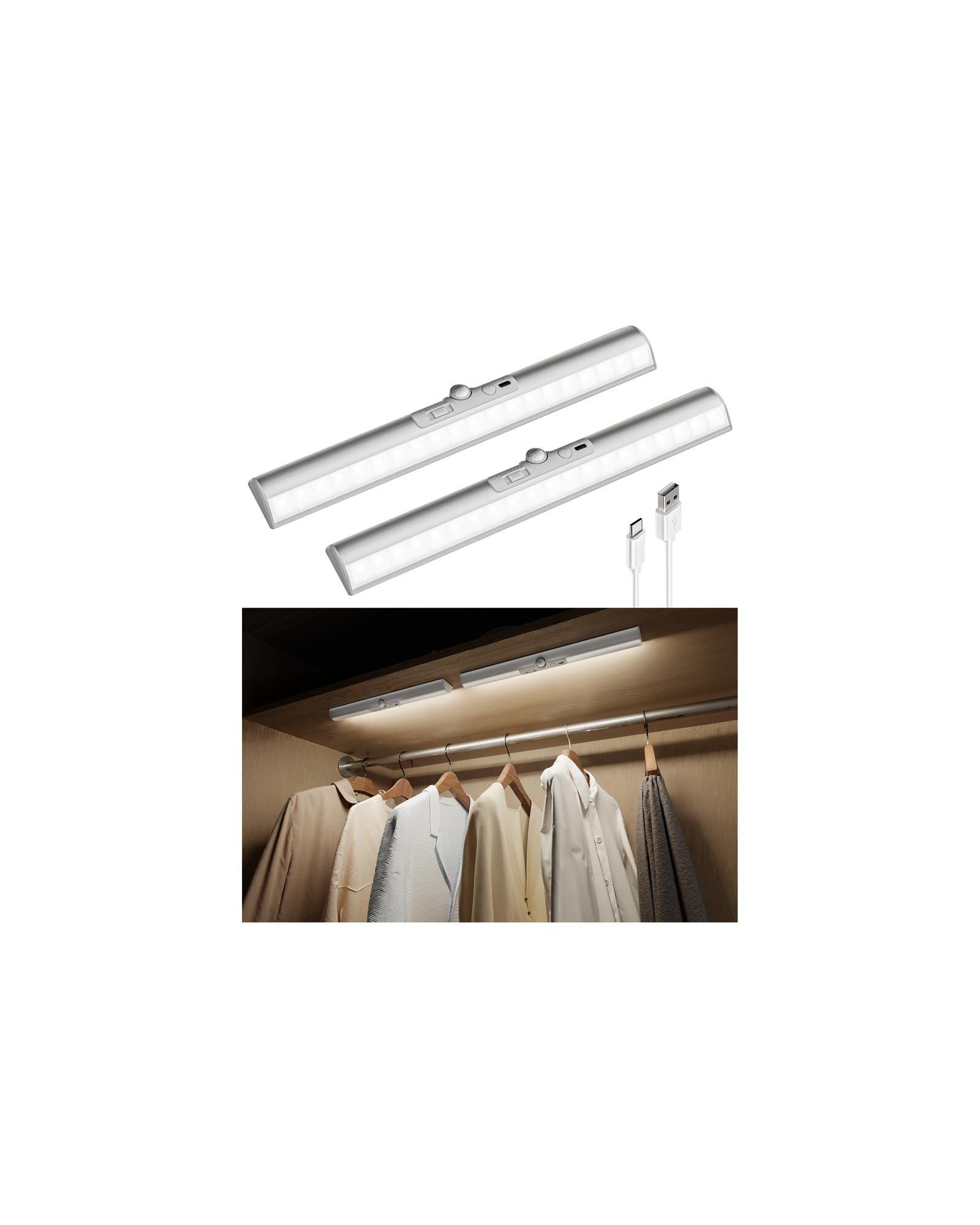 EZVALO 15in closet light with rotatable sensor for motion-activated entry lighting.