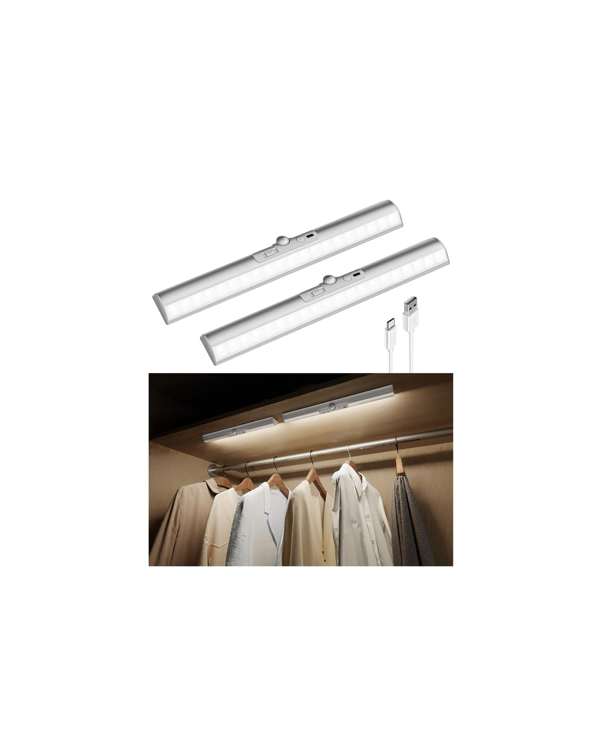 EZVALO 15in closet light with rotatable sensor for motion-activated entry lighting.