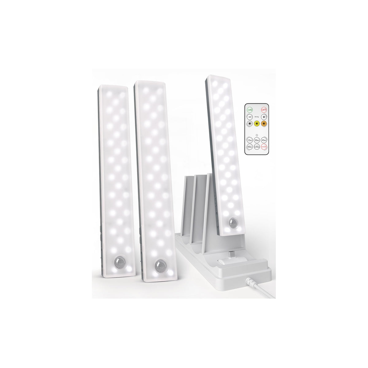 EZVALO 3-pack under-cabinet lights with dock for easy charging and setup