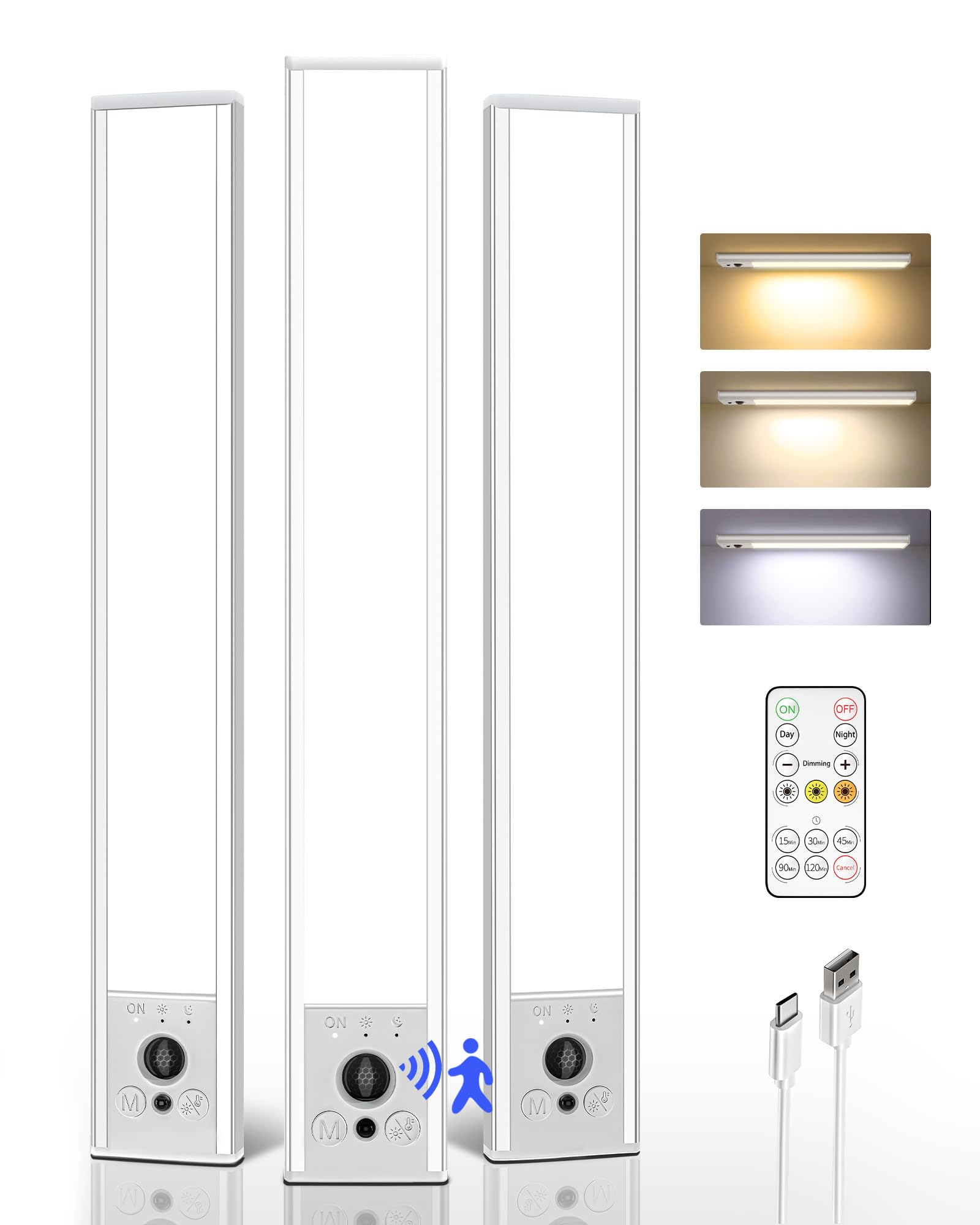 EZVALO 3-pack under cabinet lighting with magnetic mounting for easy installation.