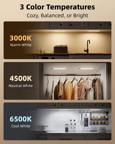 EZVALO wide-illumination light covers larger cabinet areas.