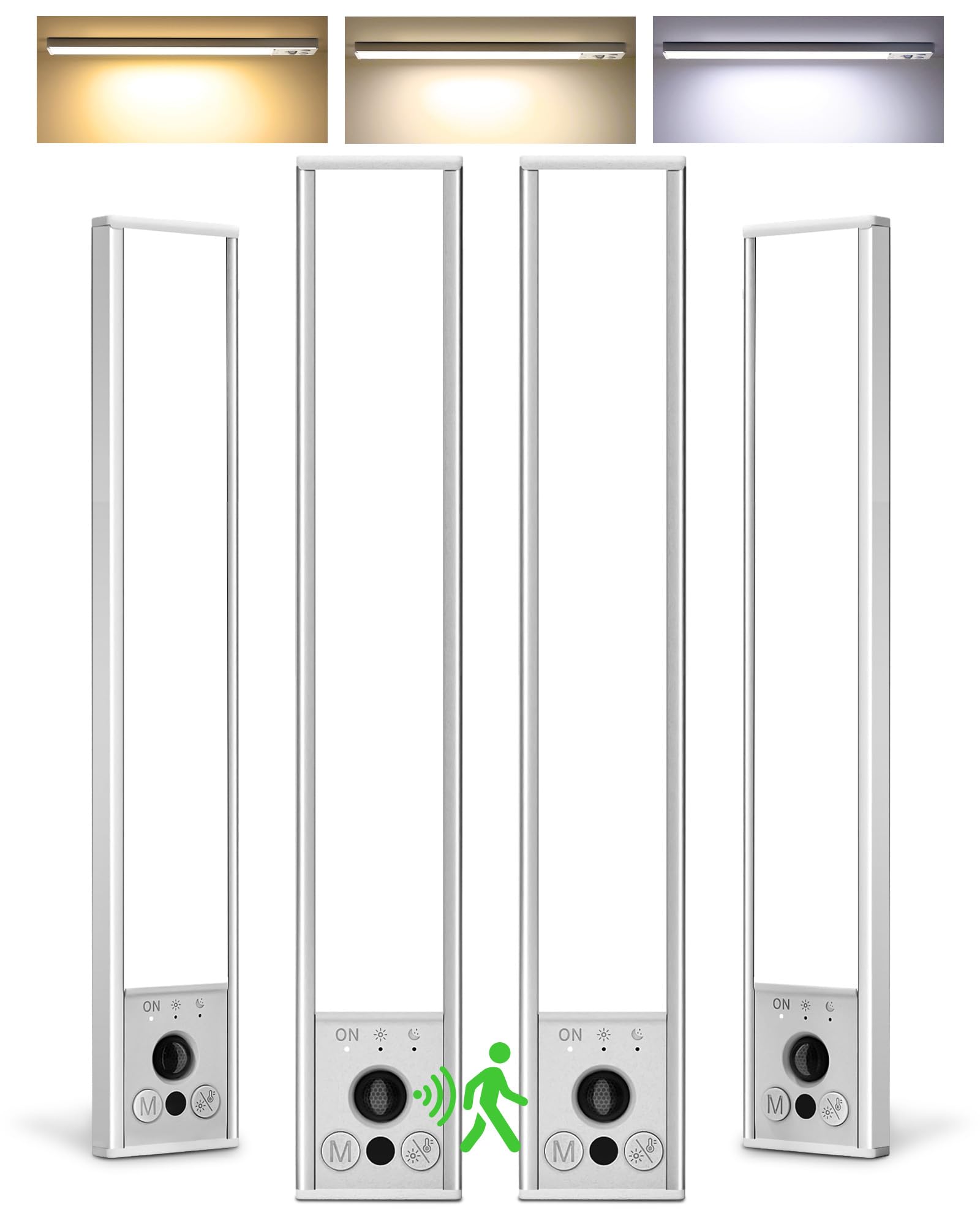 EZVALO 4-pack under-cabinet lights front view for bright, ready-to-install kitchen lighting.