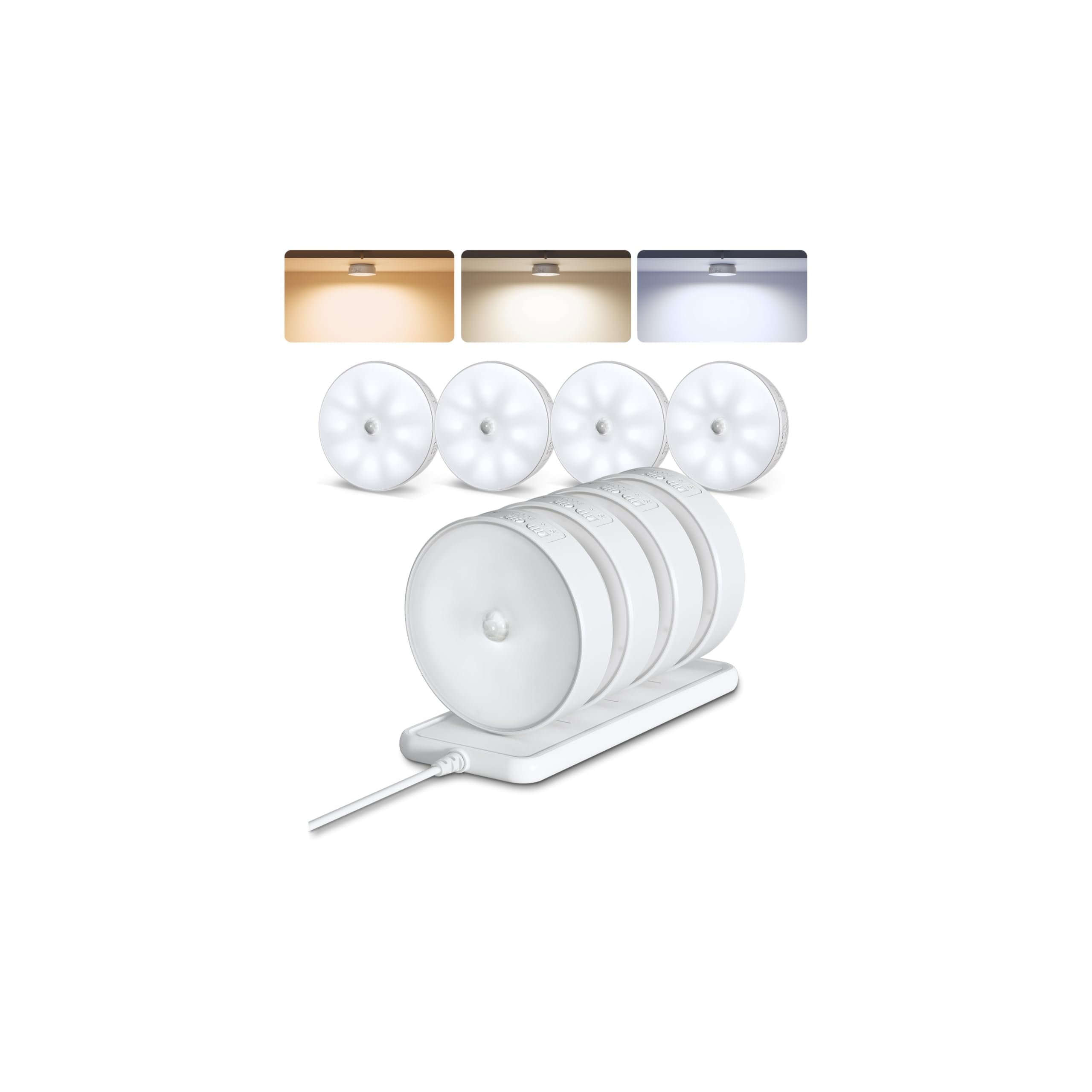 EZVALO 8-pack motion sensor closet lights with charging station illuminate closets efficiently.