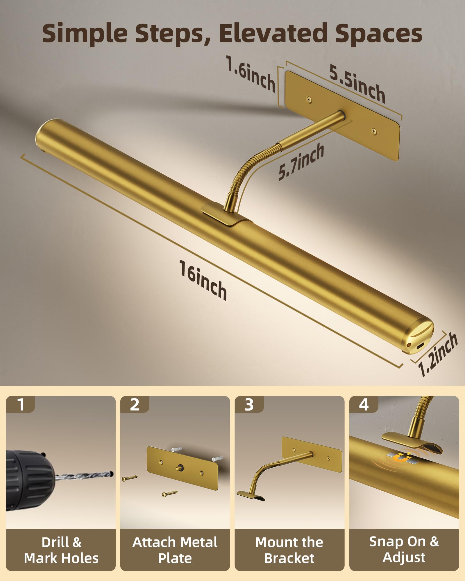 EZVALO gold-finish art lighting elevating living rooms and galleries