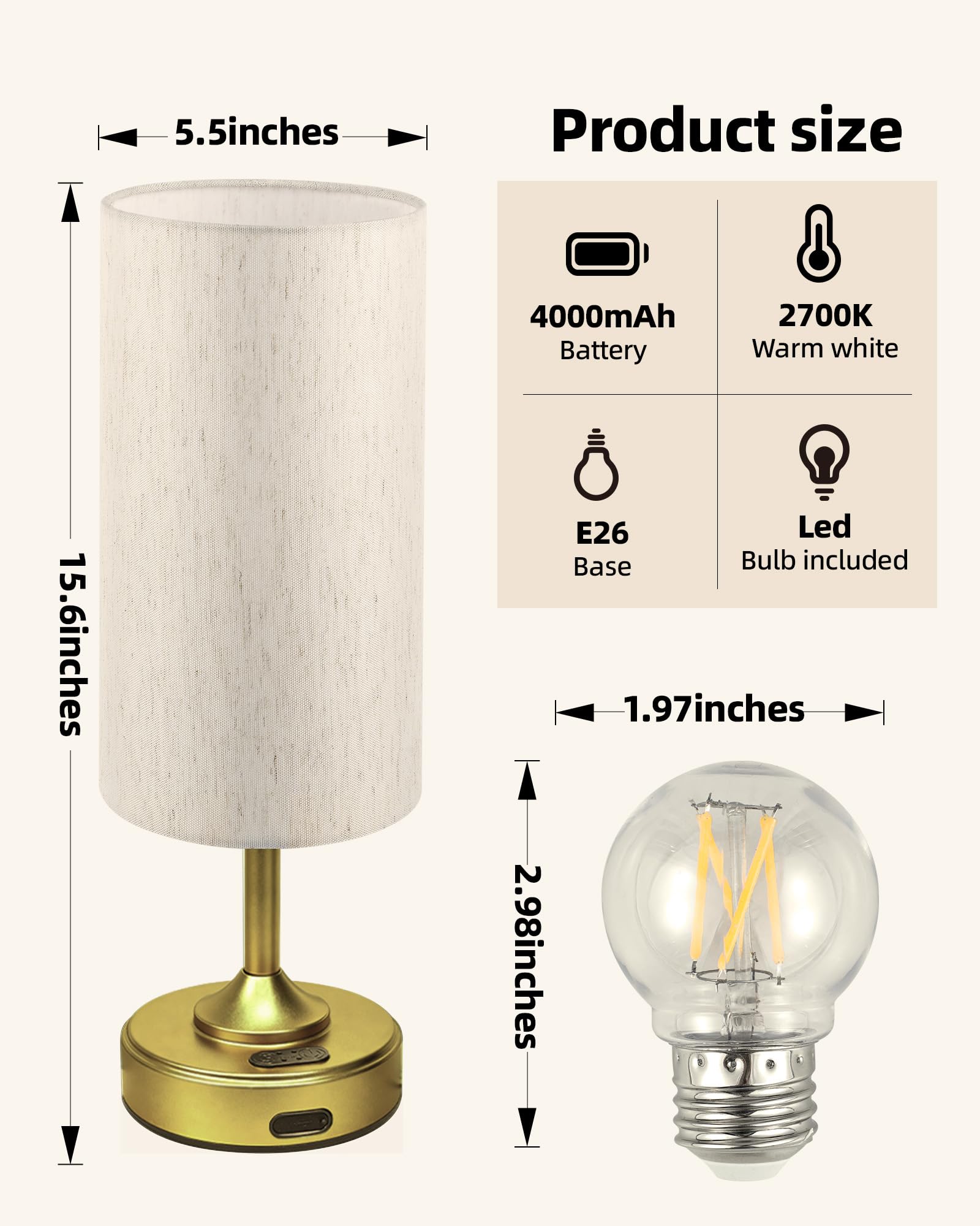 EZVALO Battery Lamp Type-C charging indicator illustrating quick recharge.
