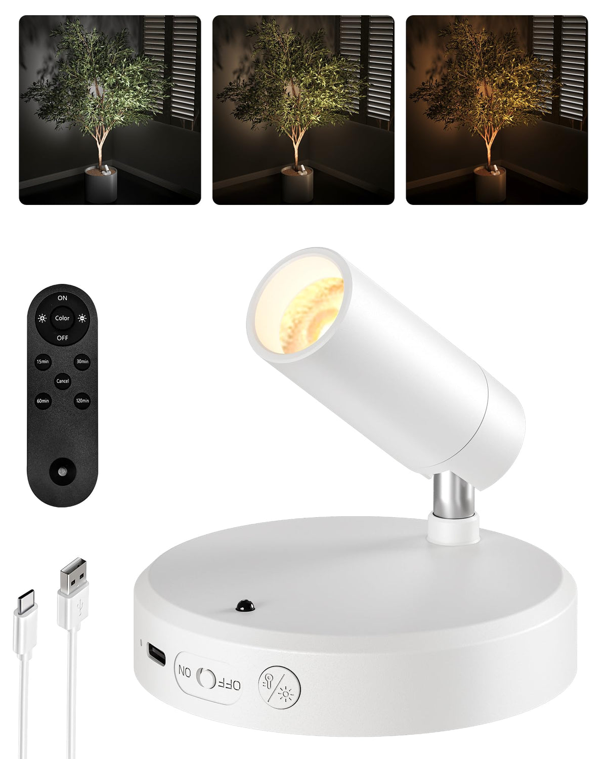EZVALO battery-powered spotlight highlighting artwork with glare-free, even illumination.