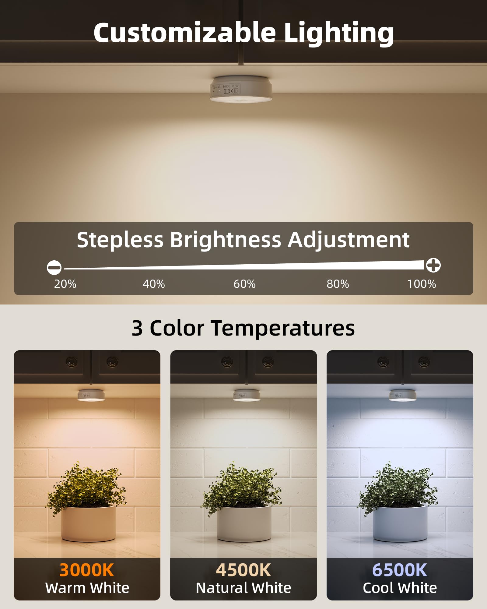 EZVALO dimmable puck light with 50 lumens for small spaces